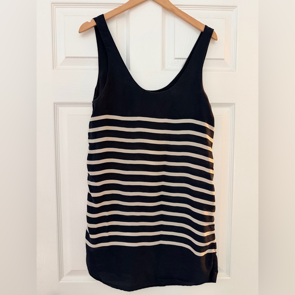 Black and beige Striped Women's dress - Joie, 100% silk